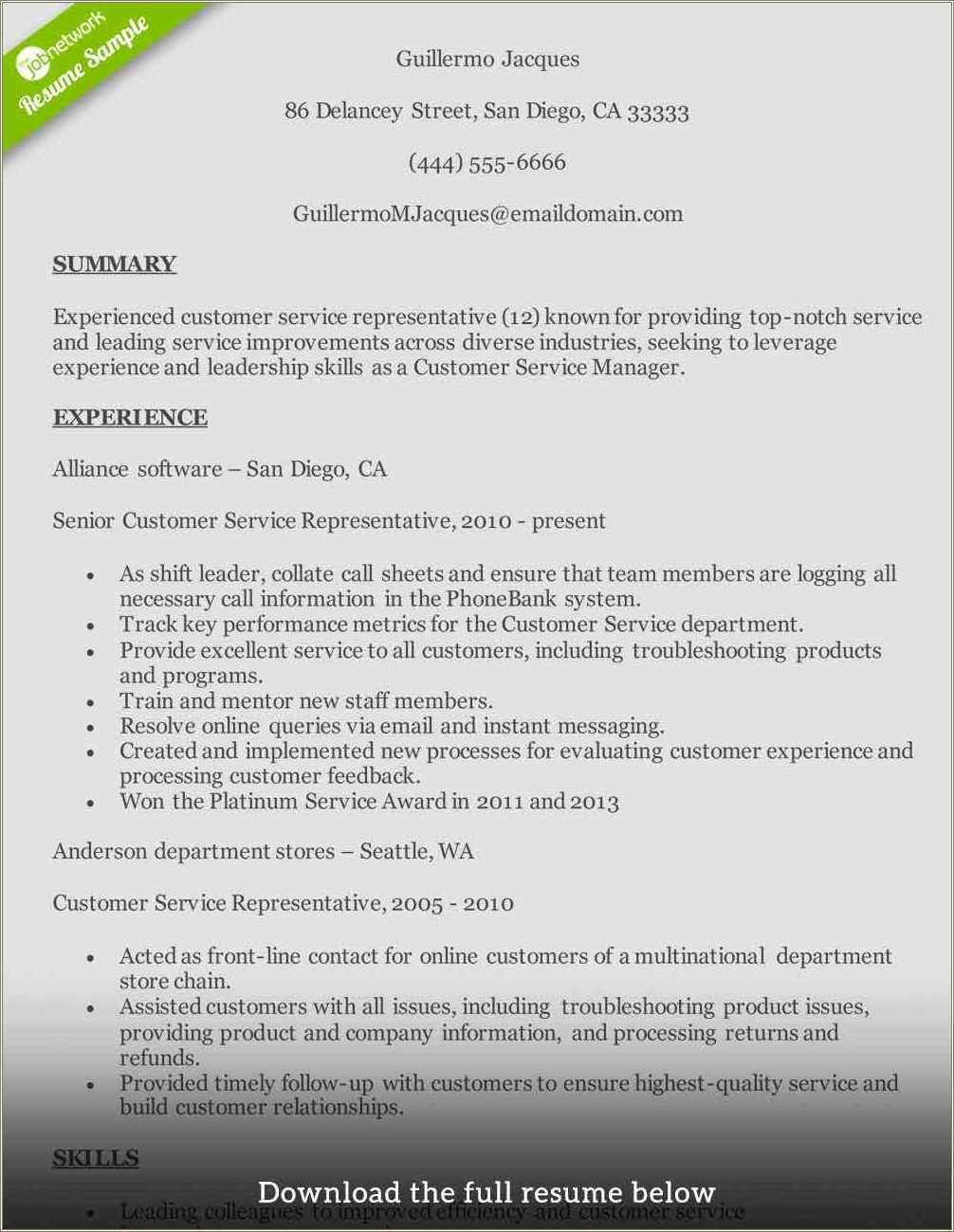 customer-service-job-summary-statement-for-resume-resume-example-gallery