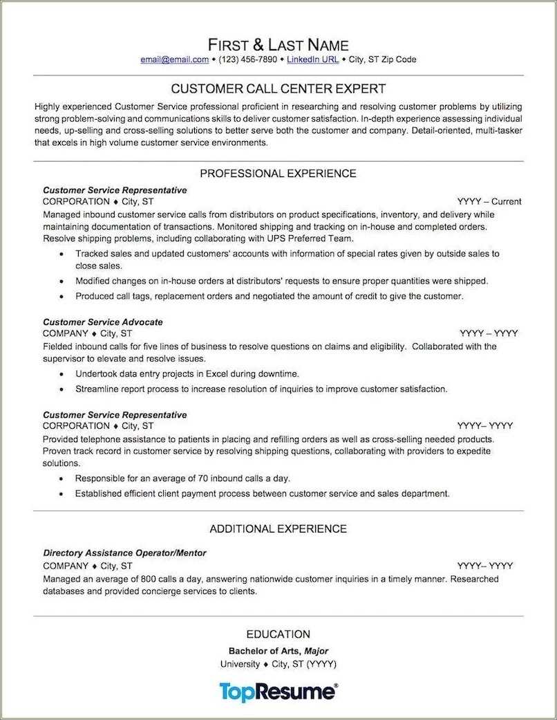 call-center-customer-service-resume-example-resume-example-gallery