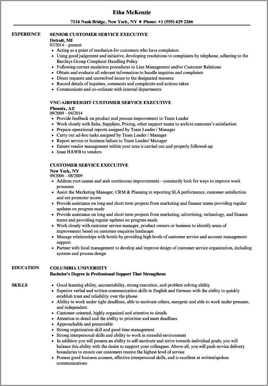 executive-summary-example-for-customer-service-resume-resume-example