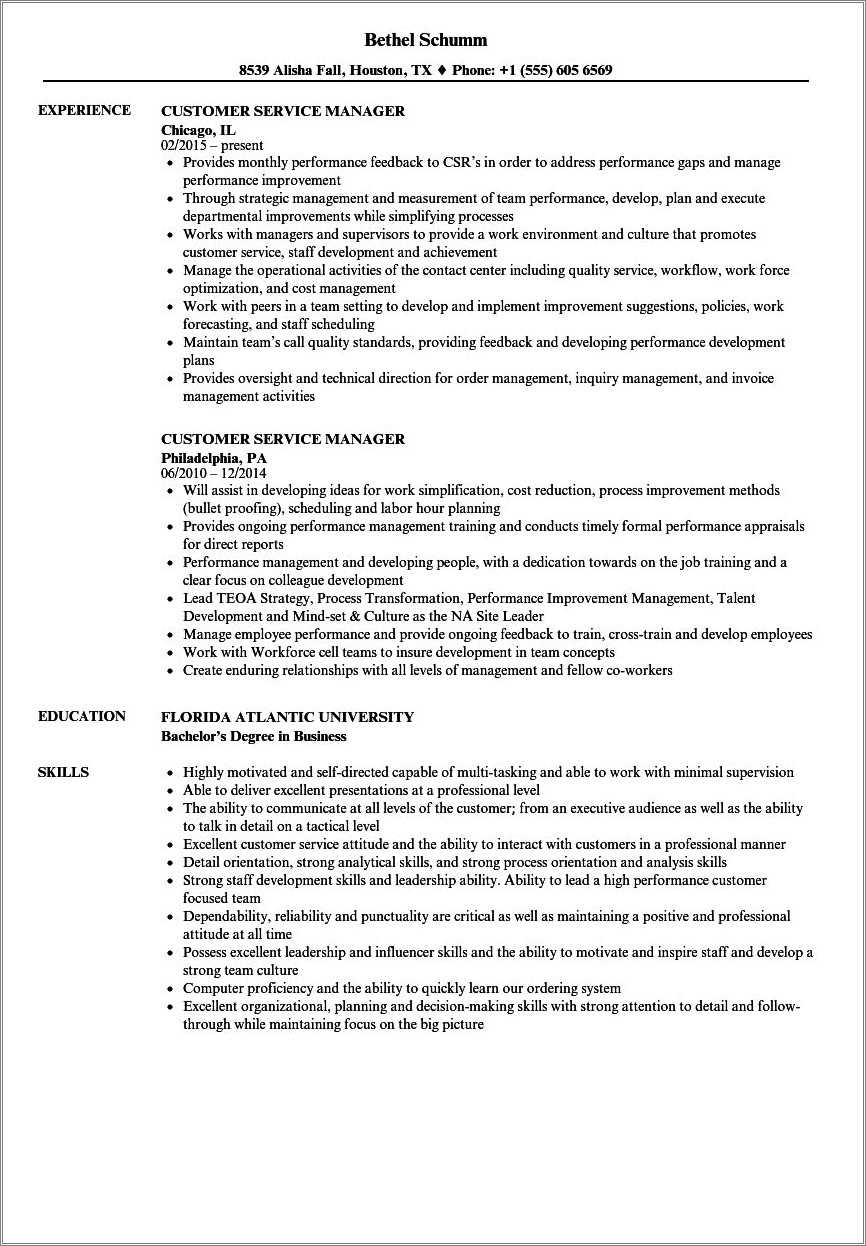 customer-service-manager-description-resume-resume-example-gallery