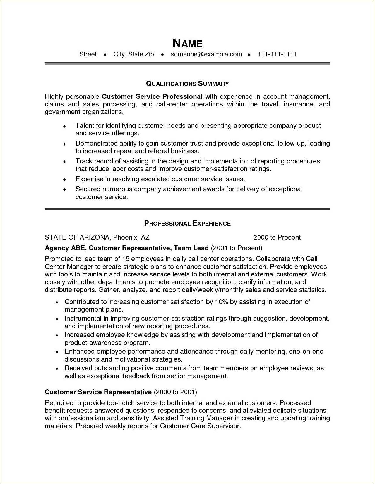 Customer Service Resume Summary Statement Examples Resume Example Gallery