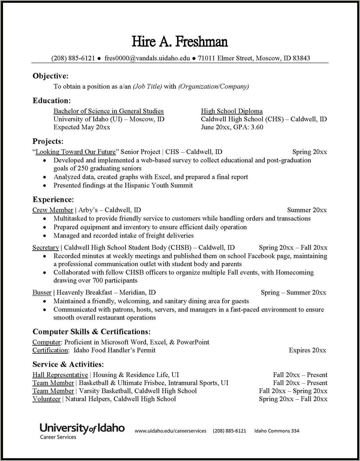 Cv Resume Example Student