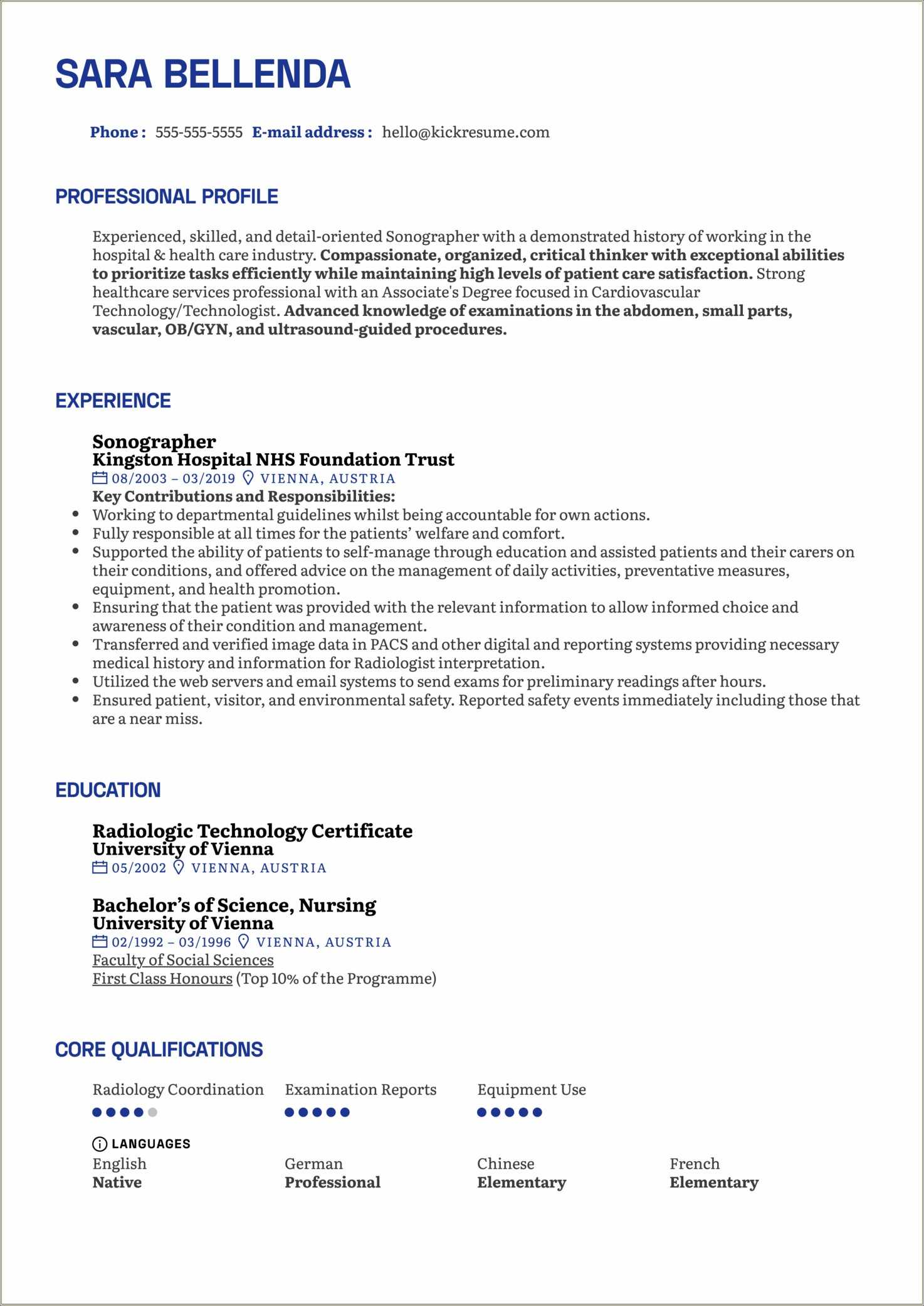 Cv Resume Sample For Radiologic Technologist - Resume Example Gallery