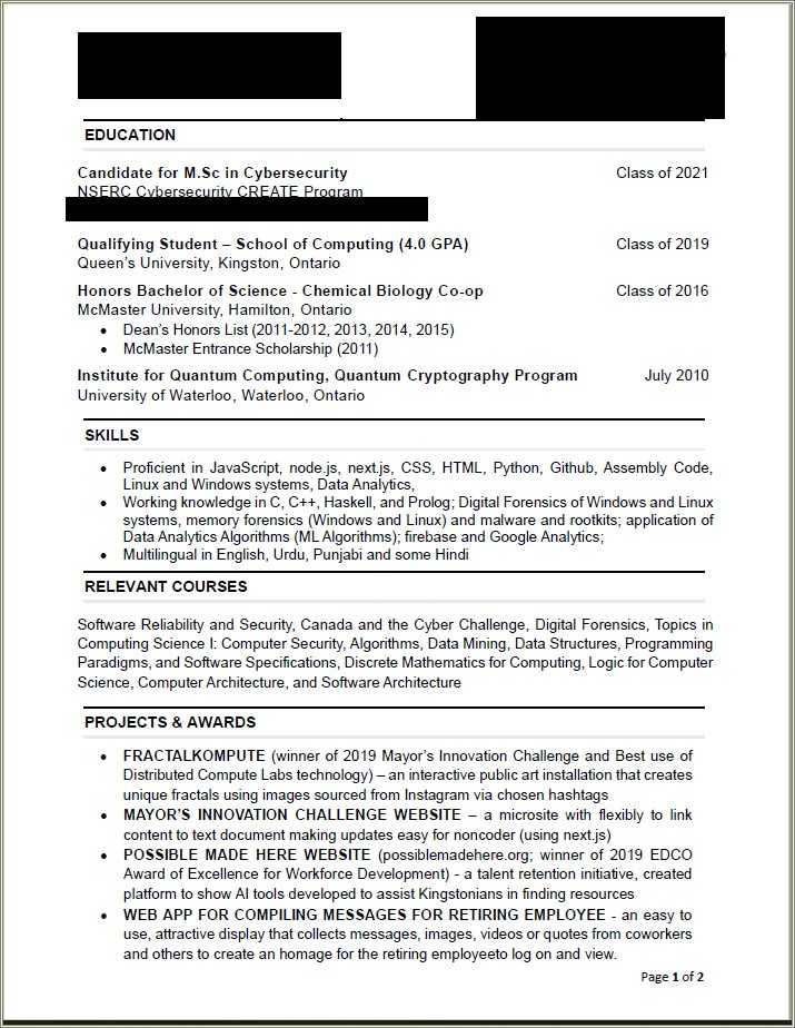 Free Cyber Security Resume Examples - Resume Example Gallery