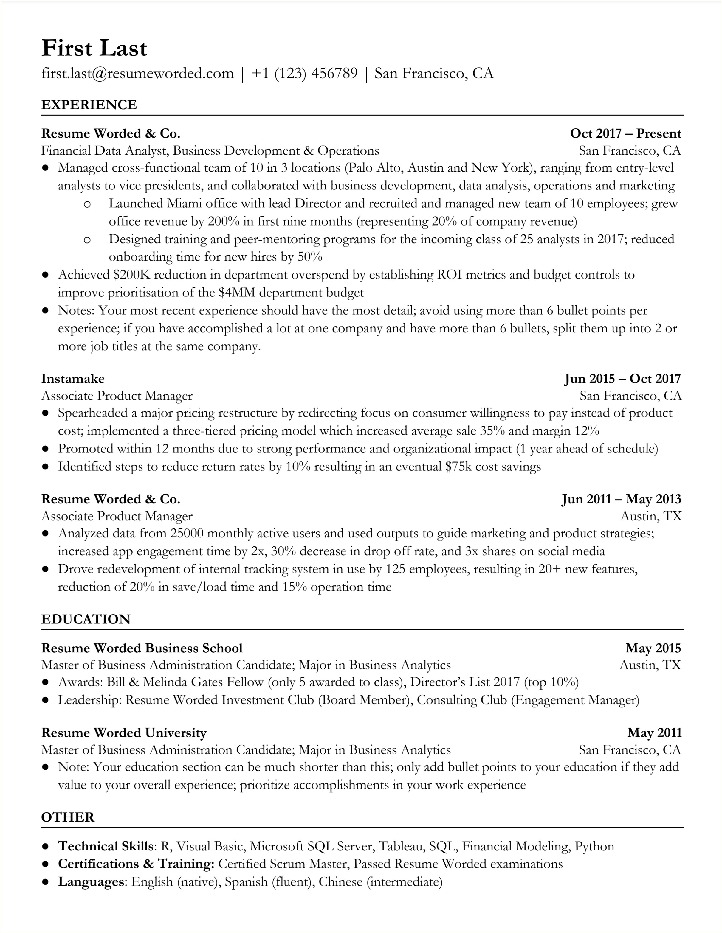 Manage Budget Resume Bullet Point Resume Example Gallery