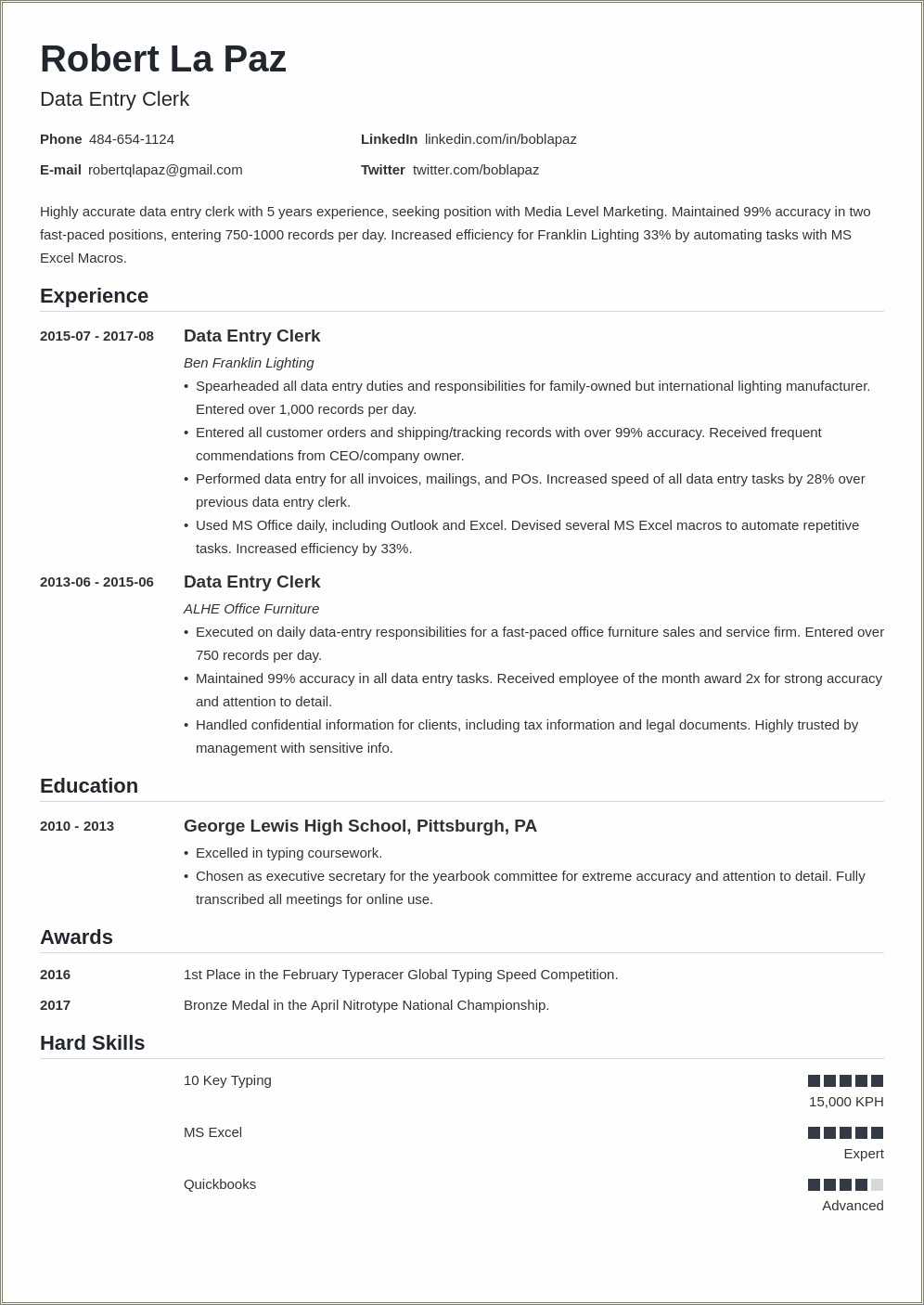 Job Description For Resume Data Entry