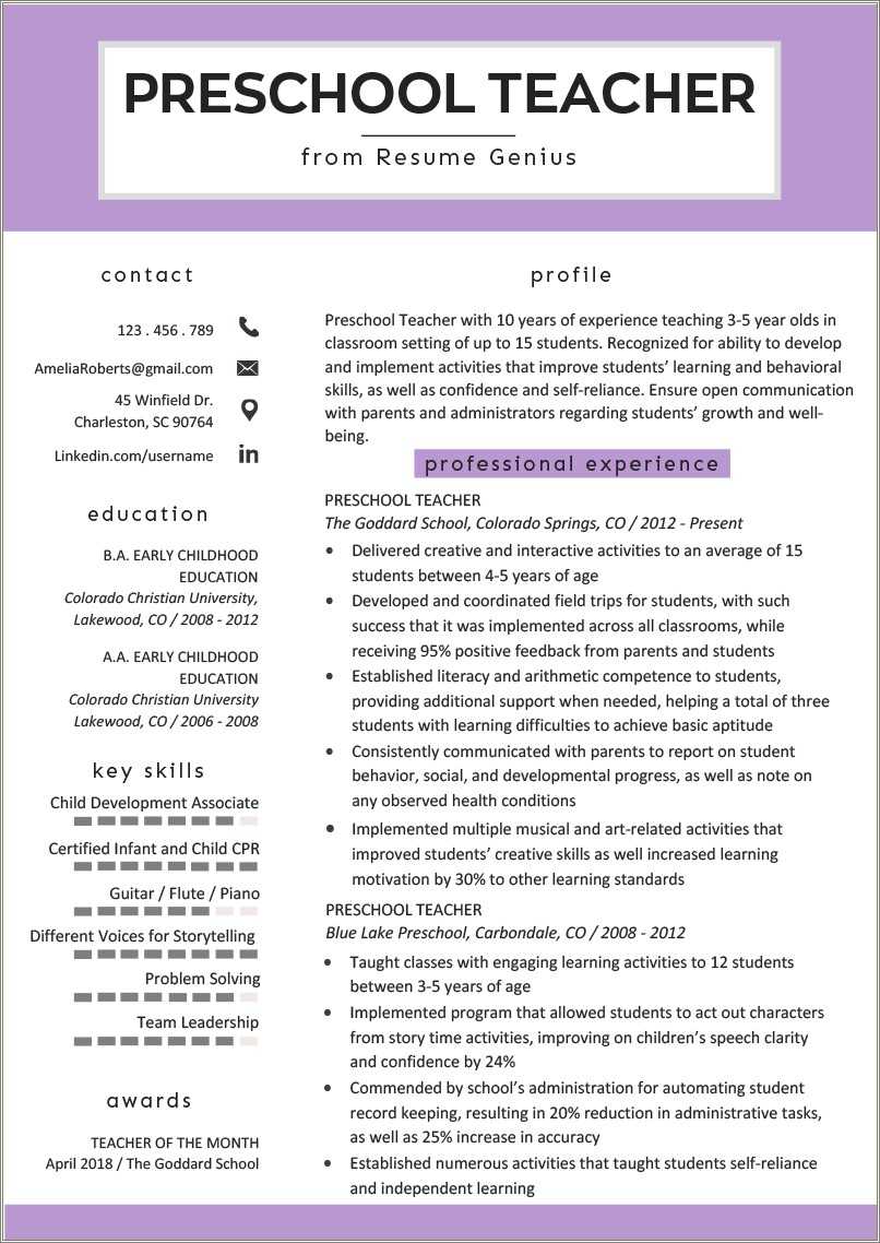 Daycare Assistant Director Resume Sample Resume Example Gallery