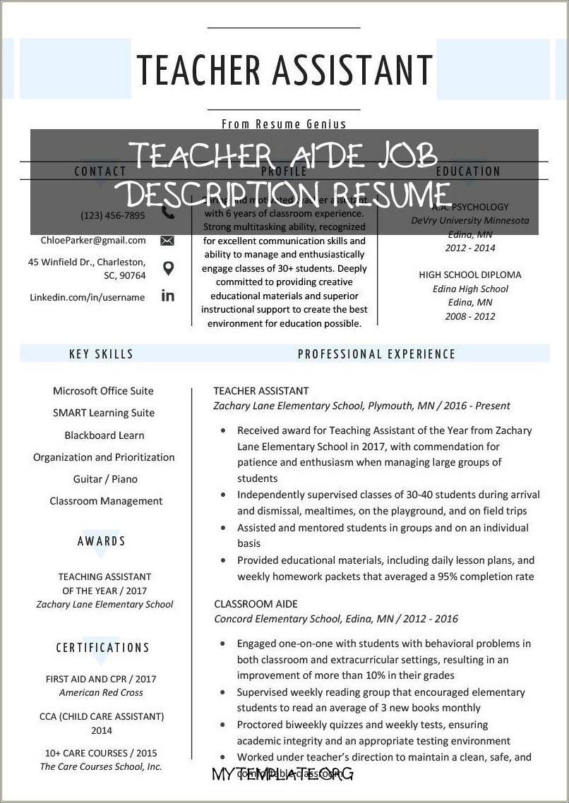 Home Daycare Job Description Resume