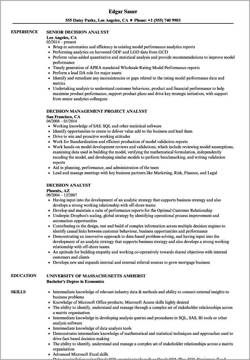 Decision Making Skills Resume Example Resume Example Gallery