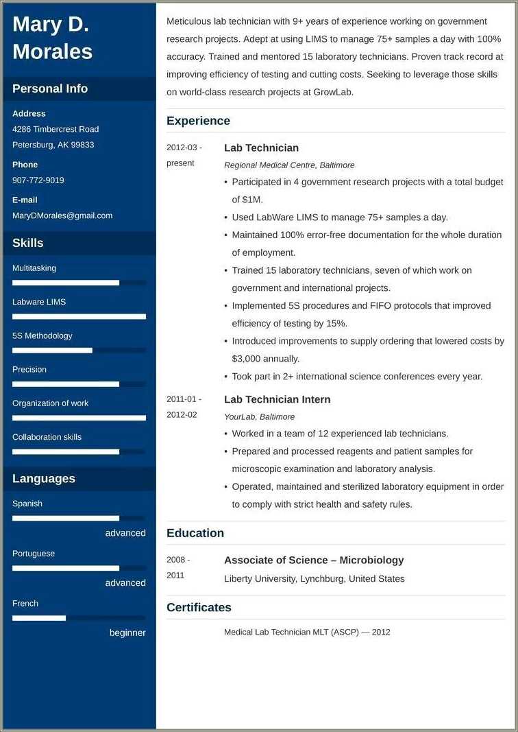 Dental Laboratory Technician Resume Sample - Resume Example Gallery