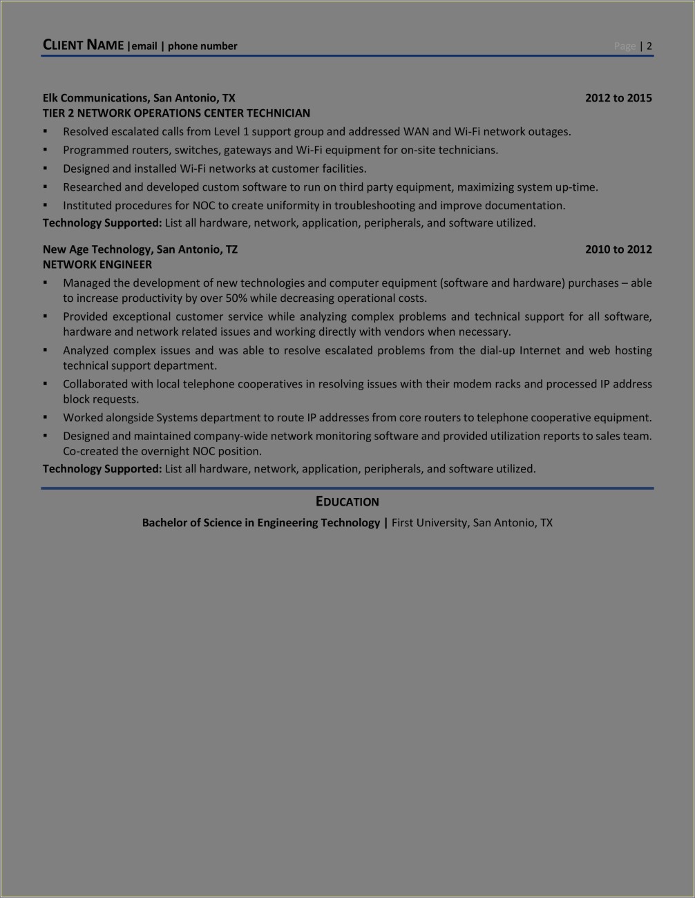 Technical Skills In Resume For Desktop Support