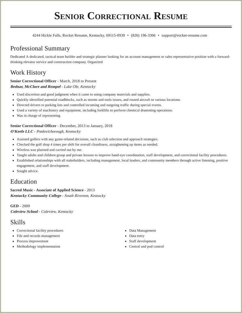 Detention Deputy Resume Objective New Hire Resume Example Gallery