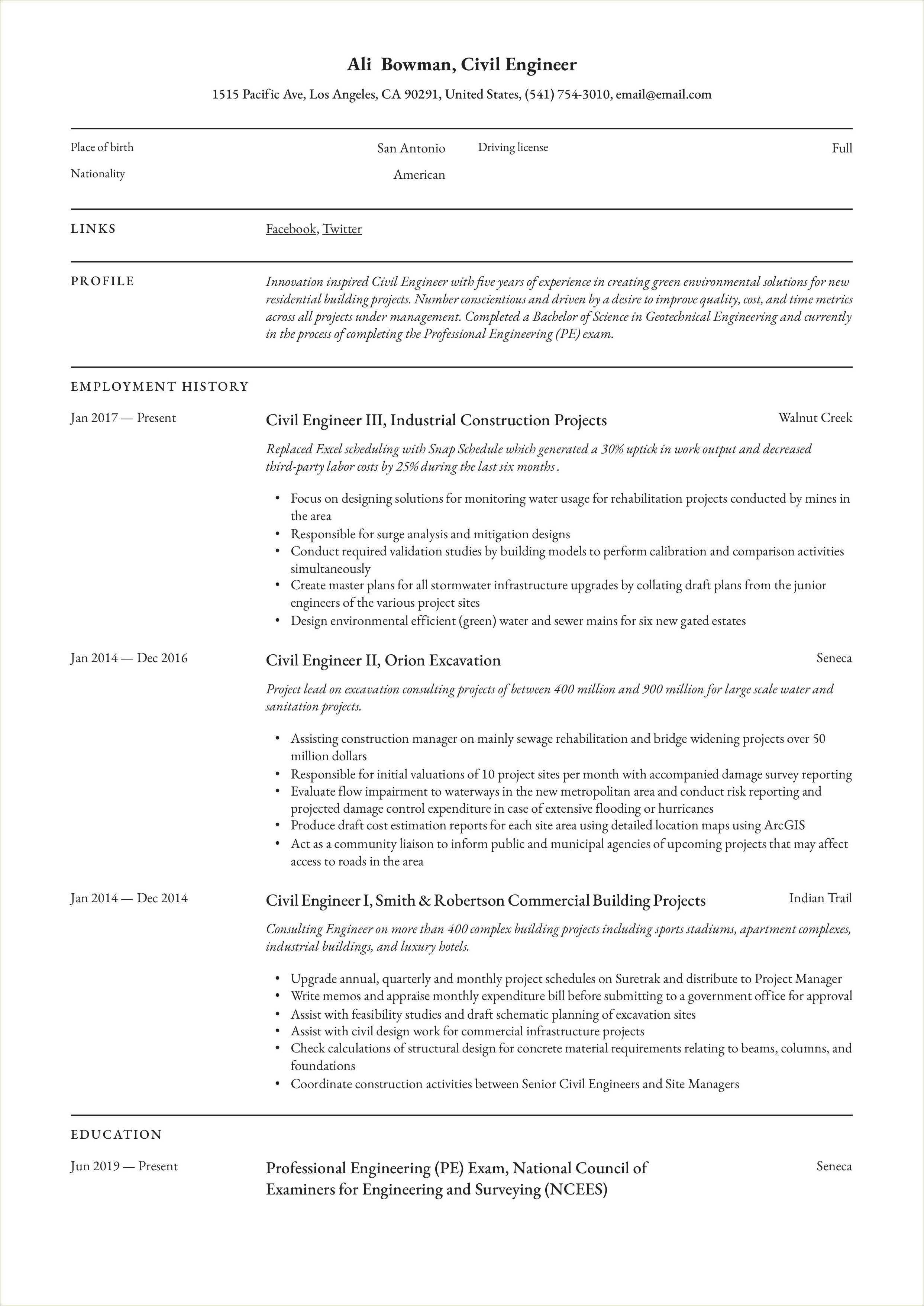 Diploma Civil Engineer Resume Format Free Download Resume Example Gallery