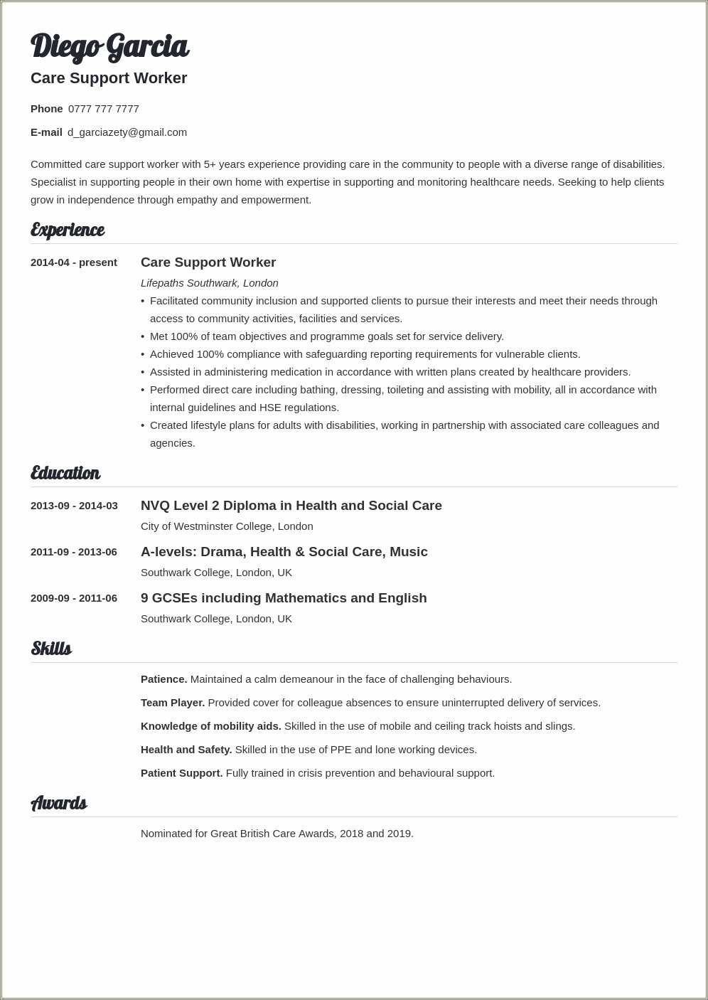 Resume Examples For Disability Support Worker Resume Example Gallery