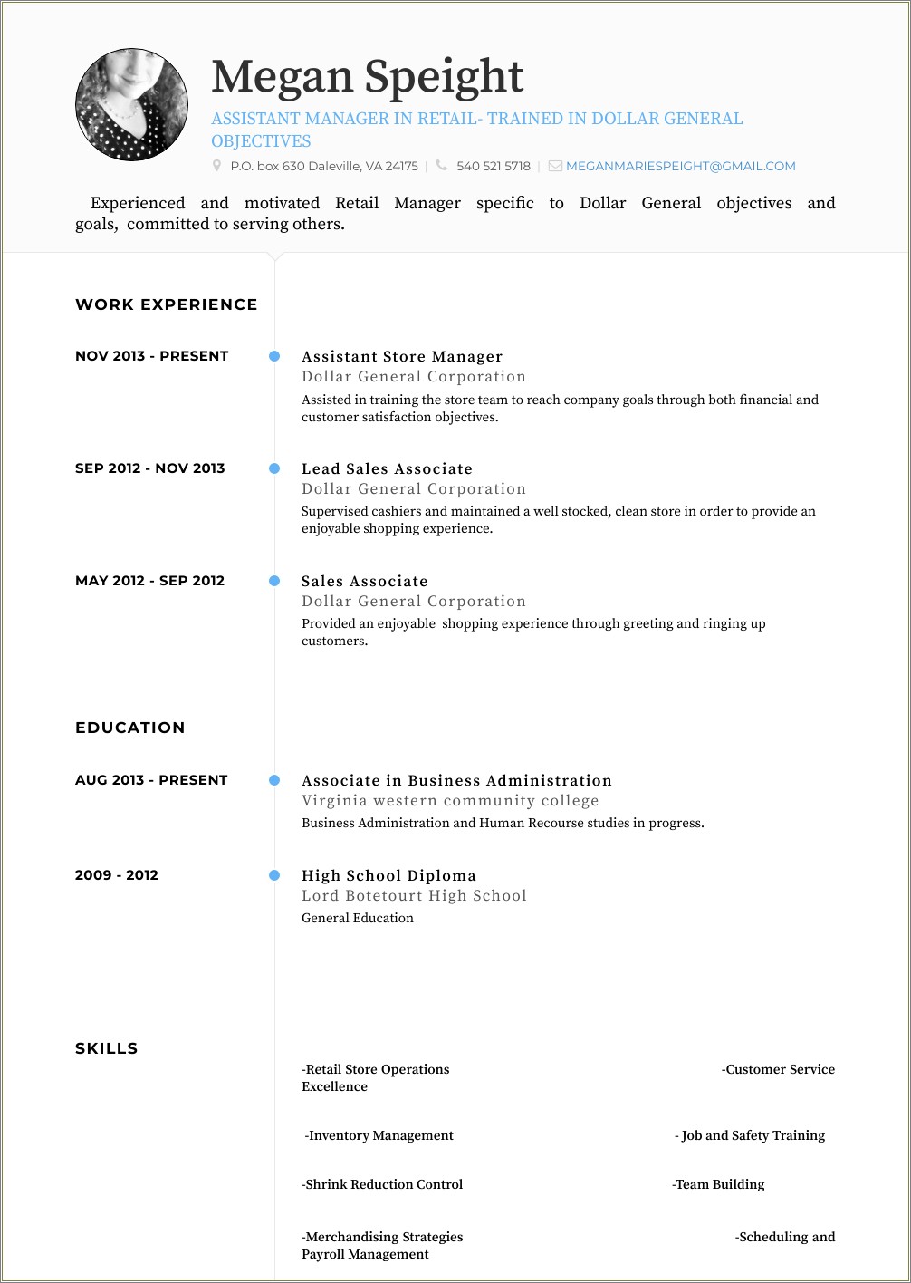 Resume For Assistant Manager At Dollar Tree Resume Example Gallery