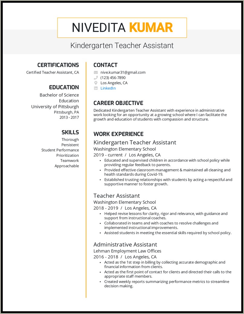 resume-objective-early-childhood-education-resume-example-gallery