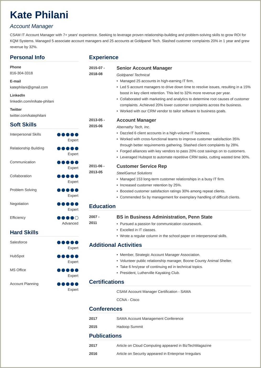 Ecommerce Key Account Manager Resume - Resume Example Gallery