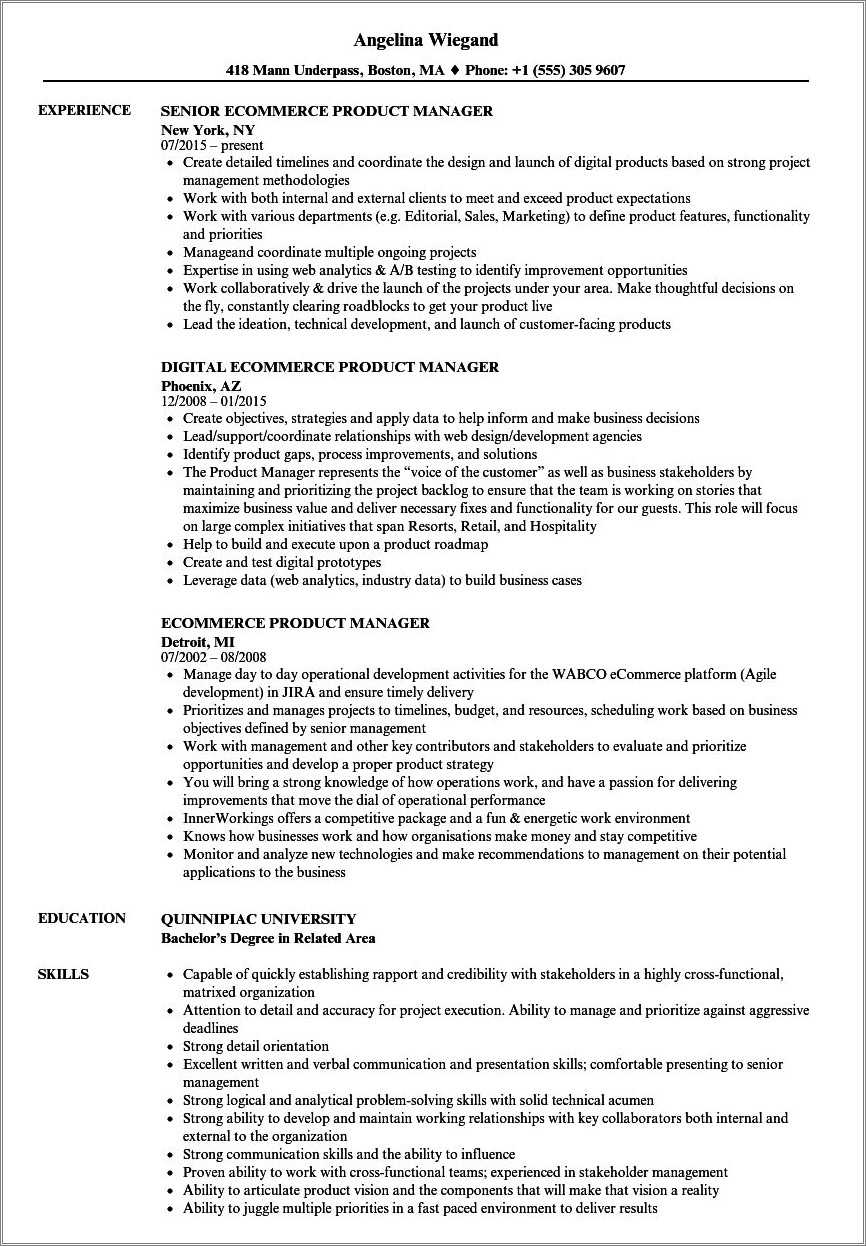 Project Manager Resume Sample Resume Example Gallery