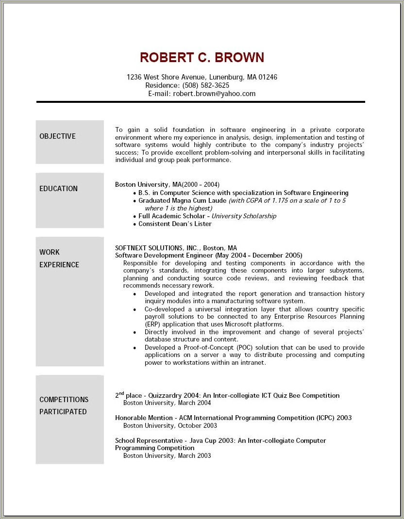 Education Objective In A Resume Resume Example Gallery