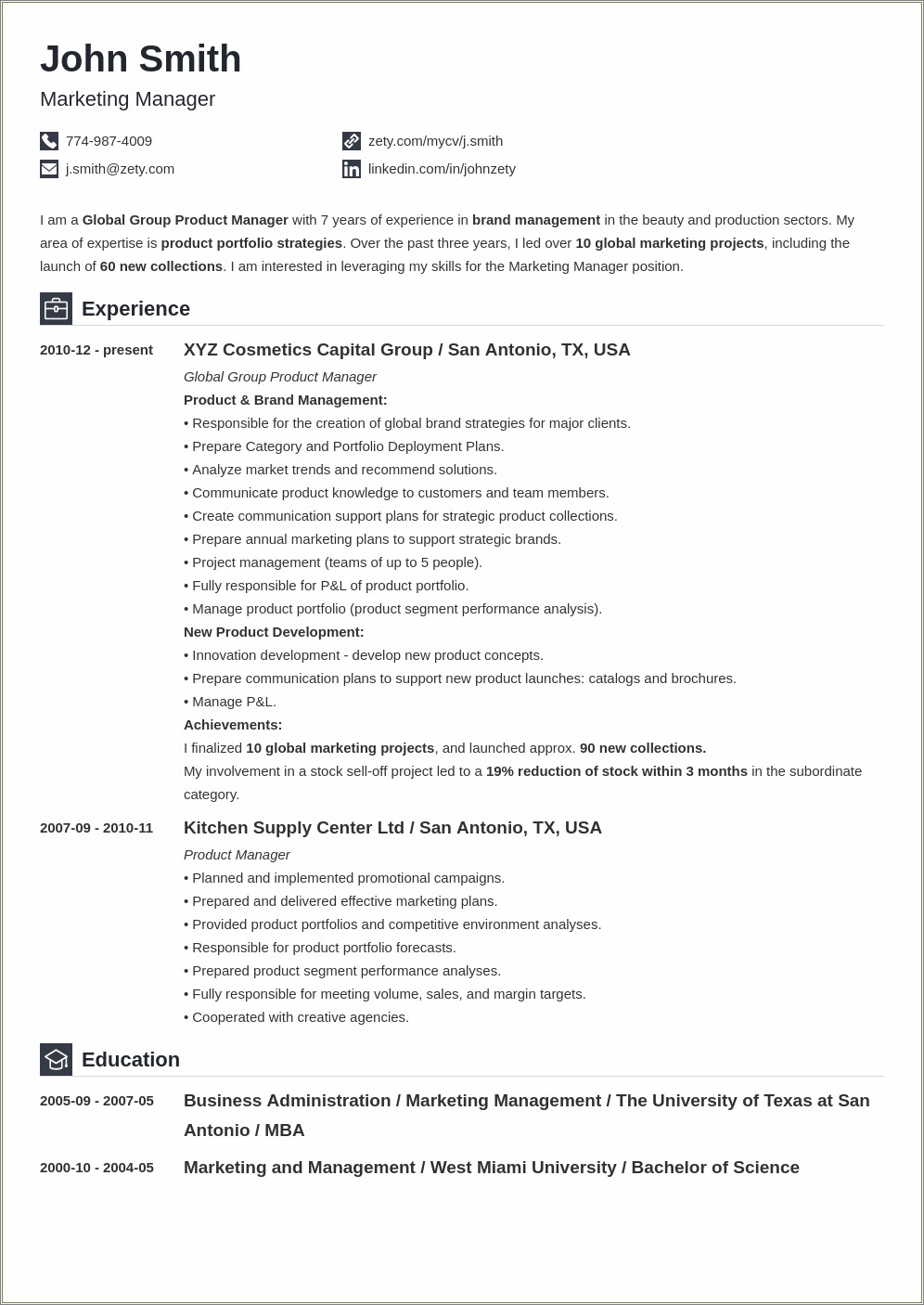 Educational Attainment Example Resume