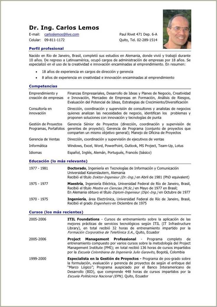 Ejemplos De Summary Para Resume En Espanol - Resume Example Gallery