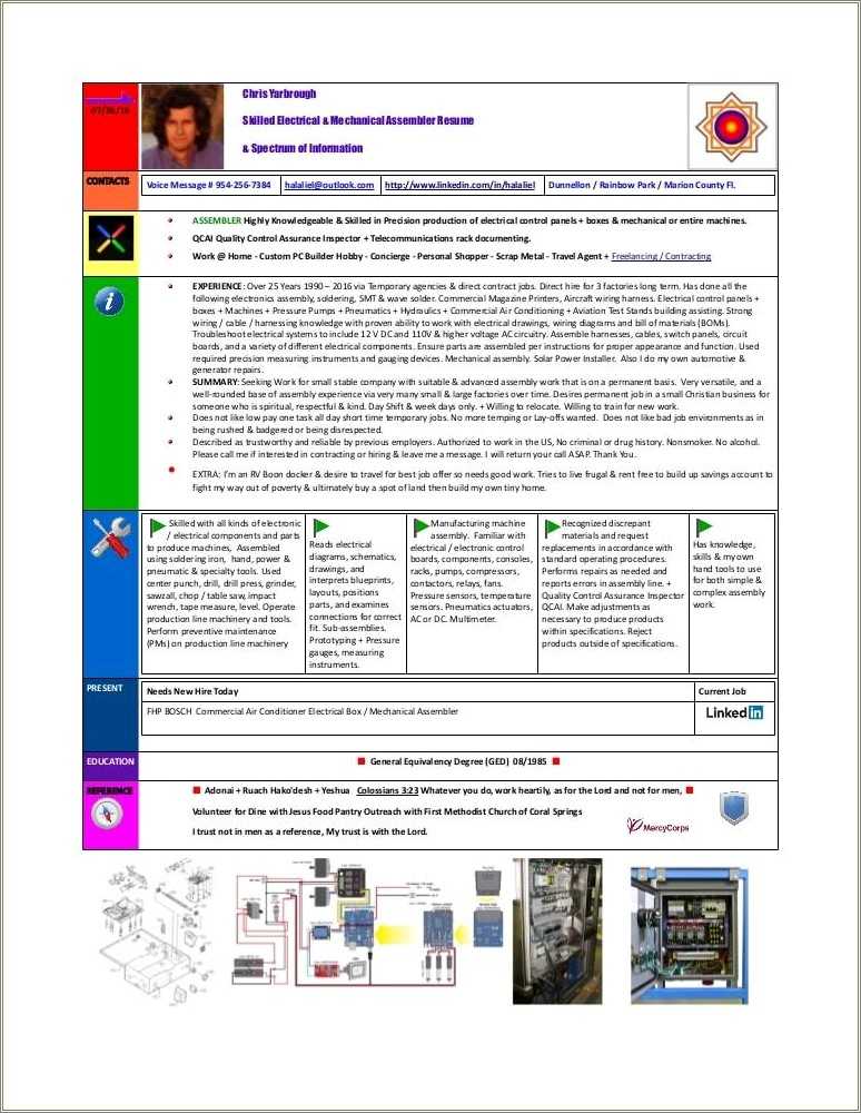 Electronic Assembler Tech Resume Samples - Resume Example Gallery