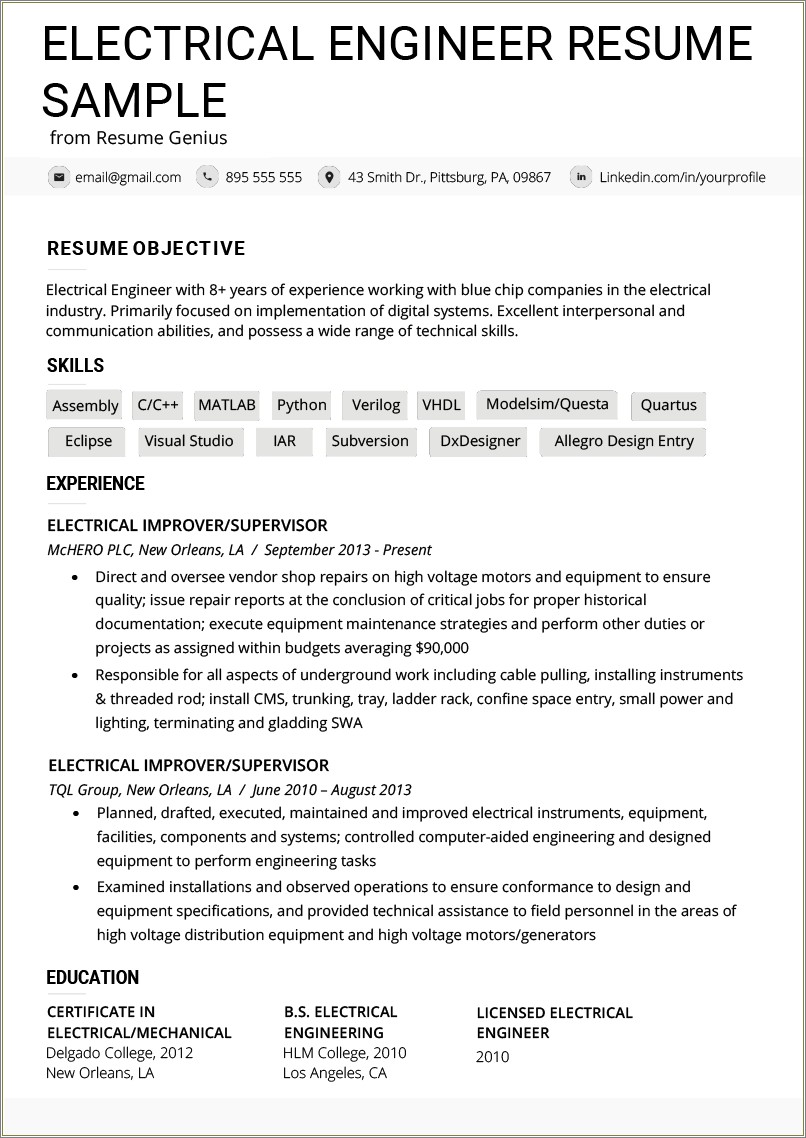 Electronic Devices Technician Resume Sample - Resume Example Gallery