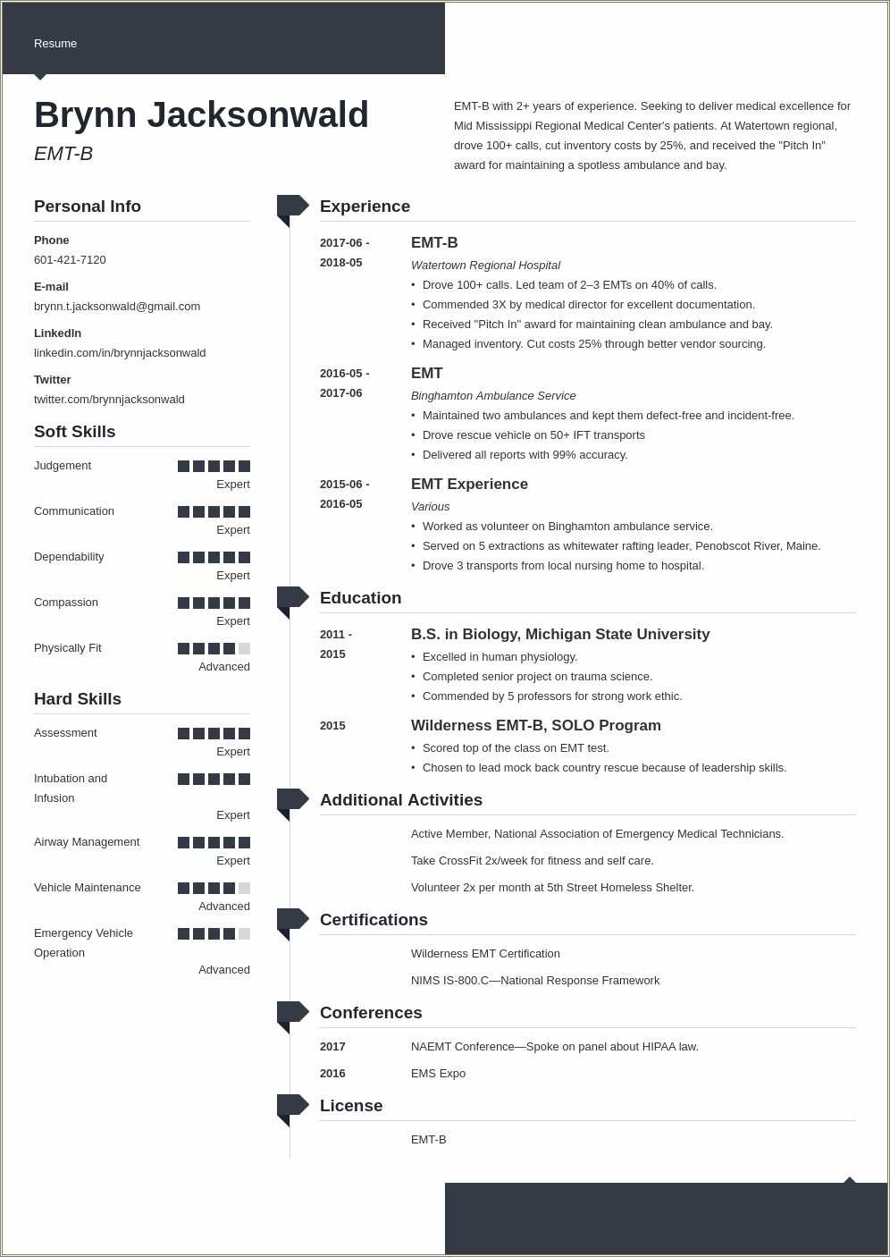 Emergency Medical Technician Sample Resume Resume Example Gallery