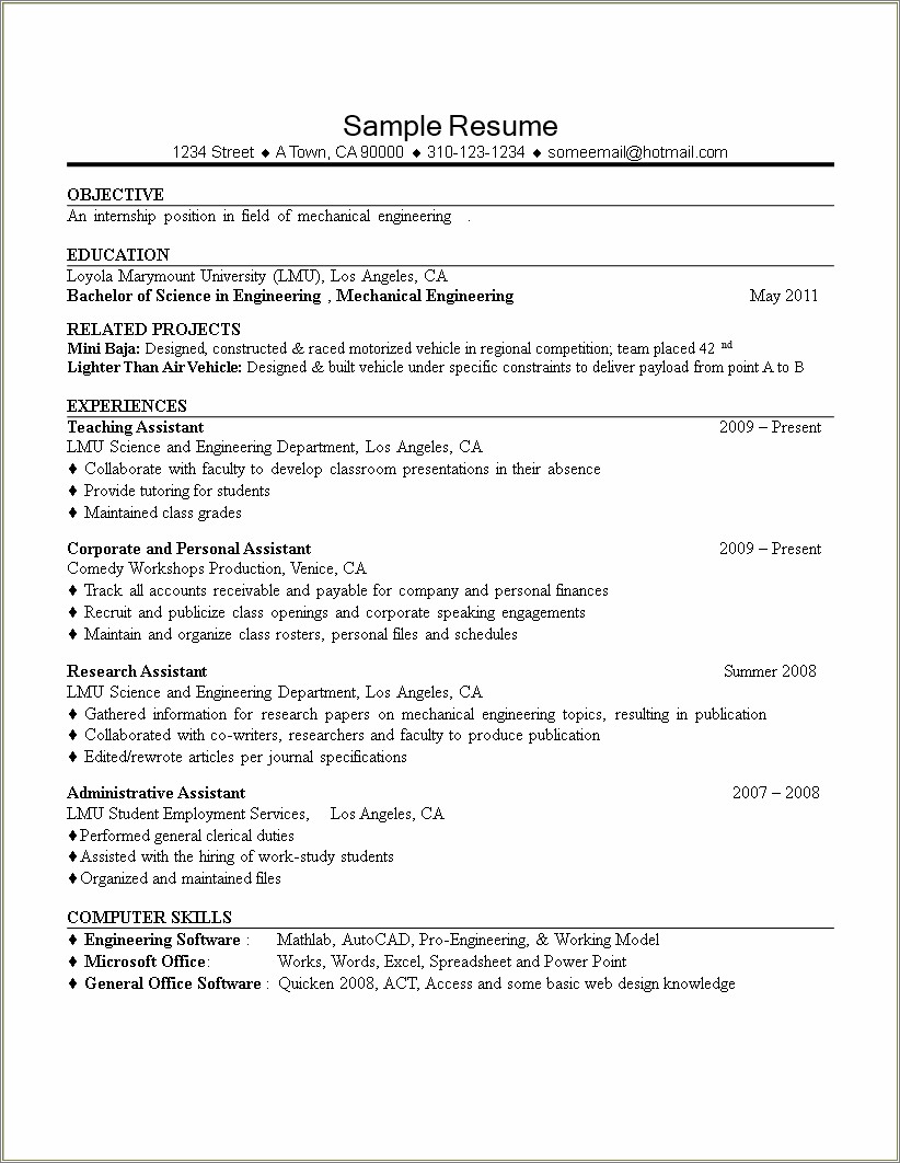 Engineering Internship Resume Template Google Docs Resume Example Gallery