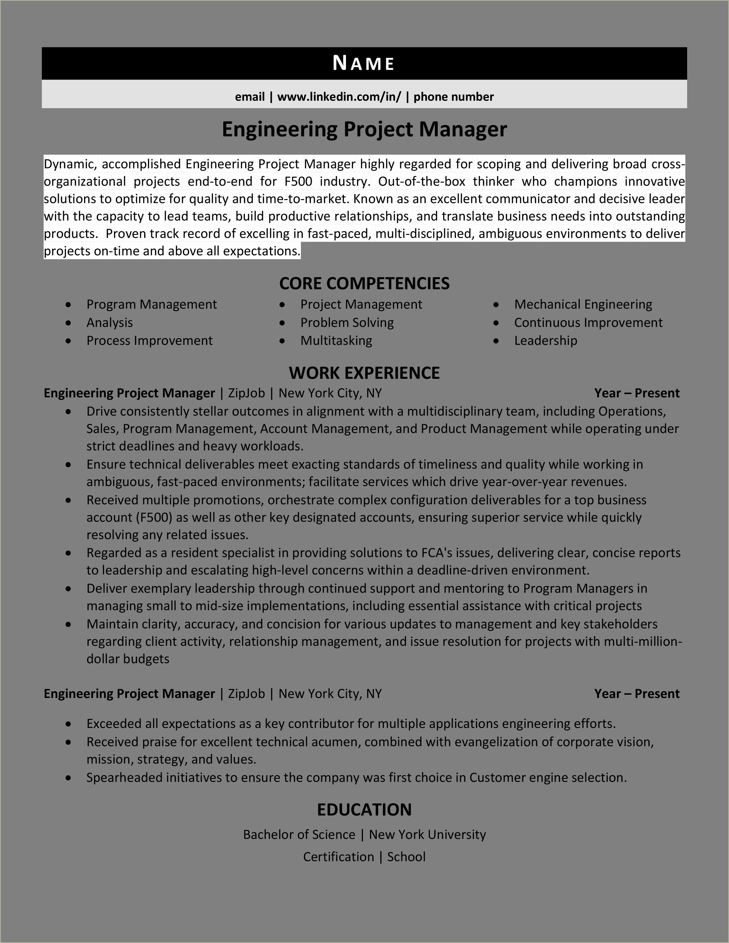 project-manager-resume-core-competencies-resume-example-gallery