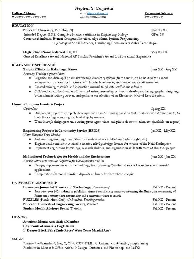 Engineering Resume Where To Put Department - Resume Example Gallery