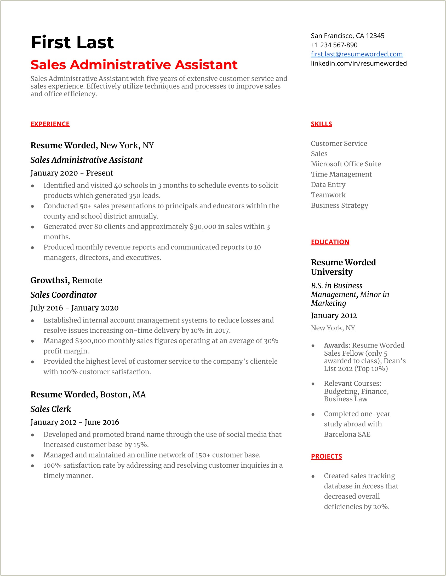 Entry Level Administrative Assistant Resume Template - Resume Example ...