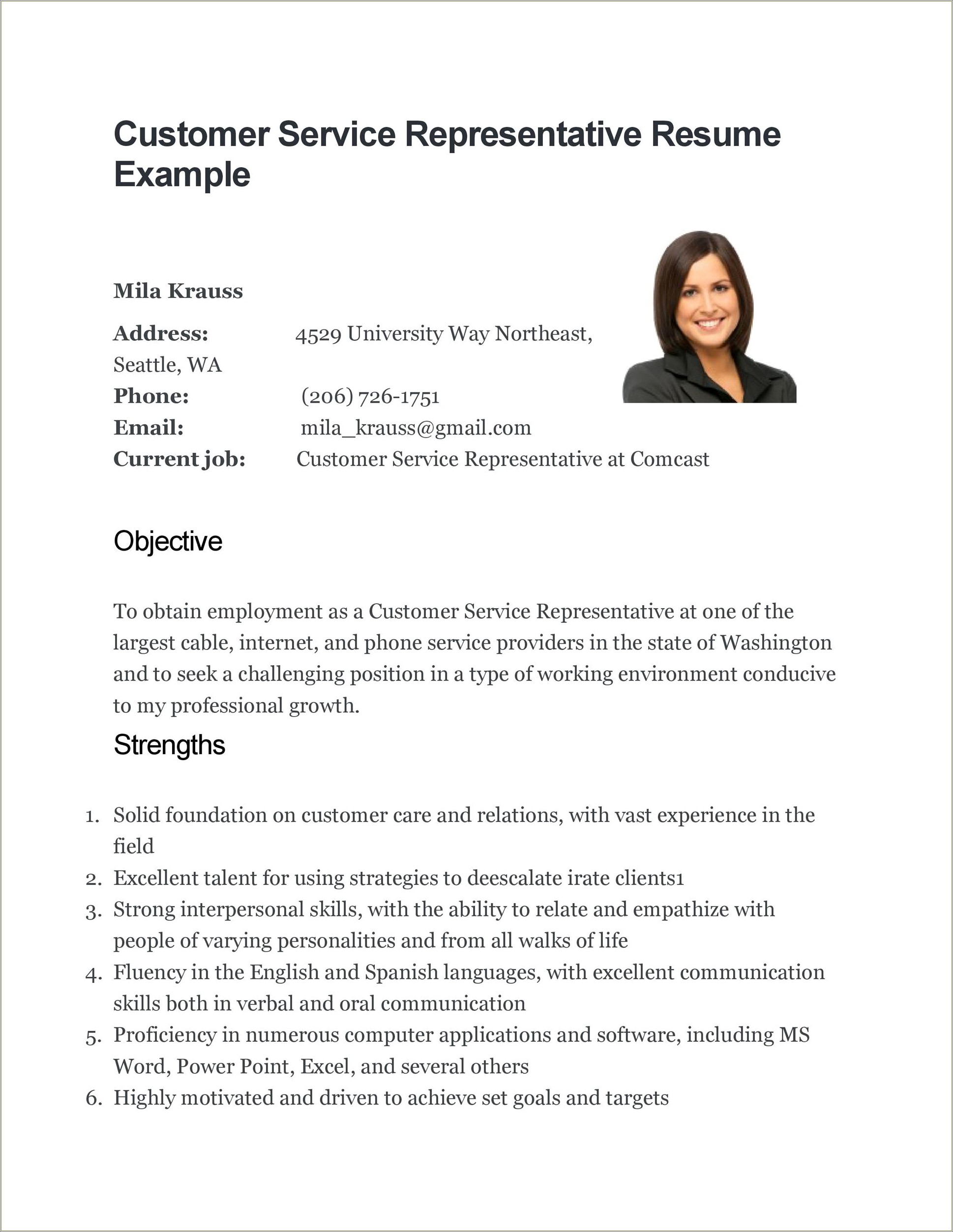 Entry Level Customer Service Functional Resume Sample - Resume Example ...