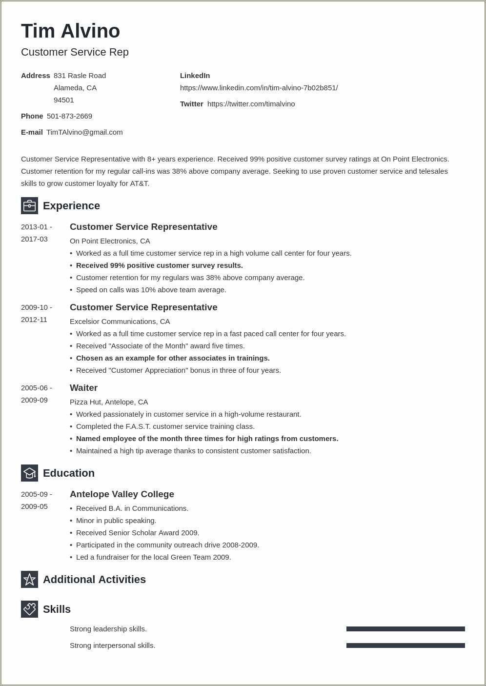 Resume Examples For Entry Level Customer Service - Resume Example Gallery