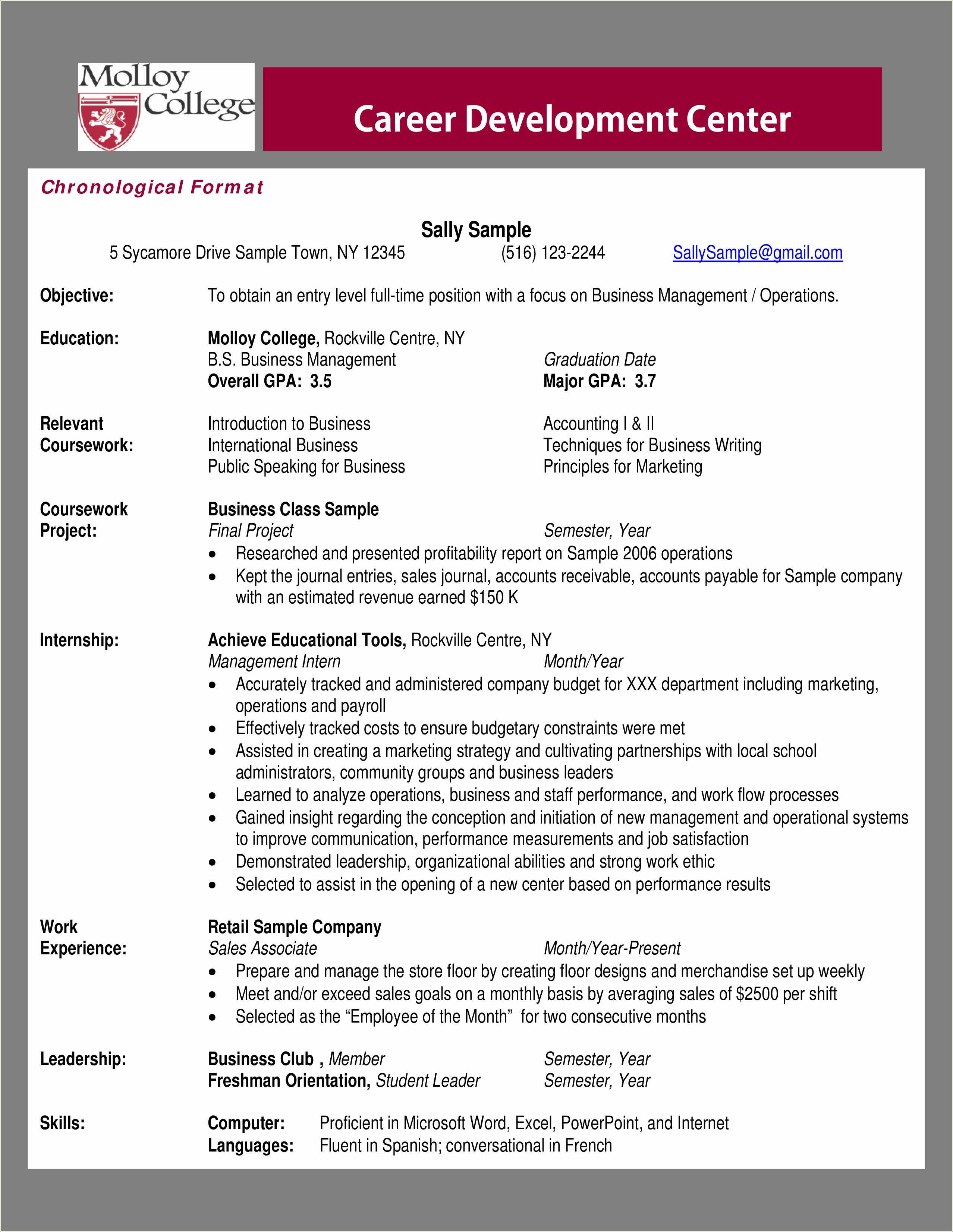 Entry Level Marketing And Sales Resume Example - Resume Example Gallery