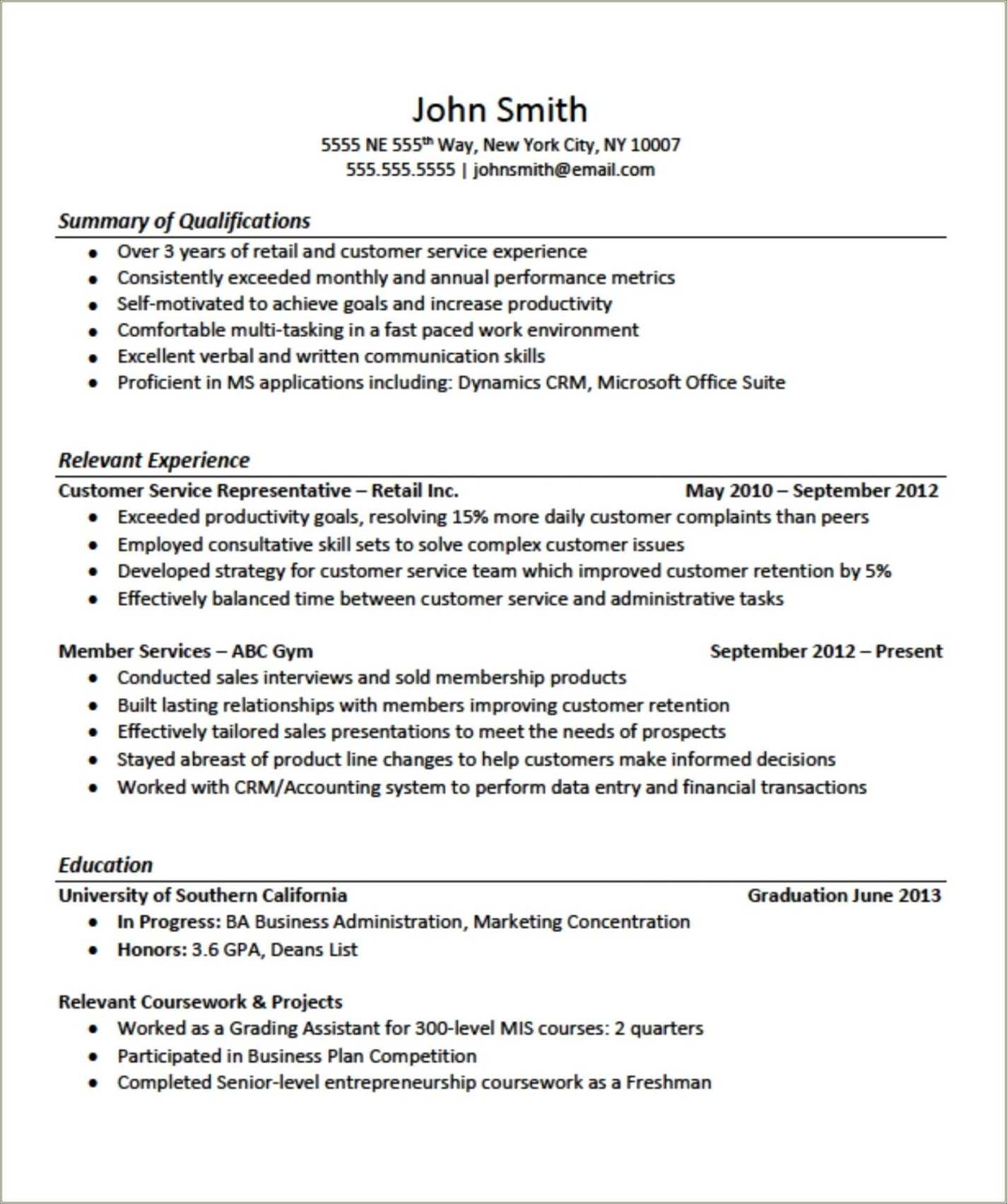 Entry Level Resume No Experience Summary Examples - Resume Example Gallery