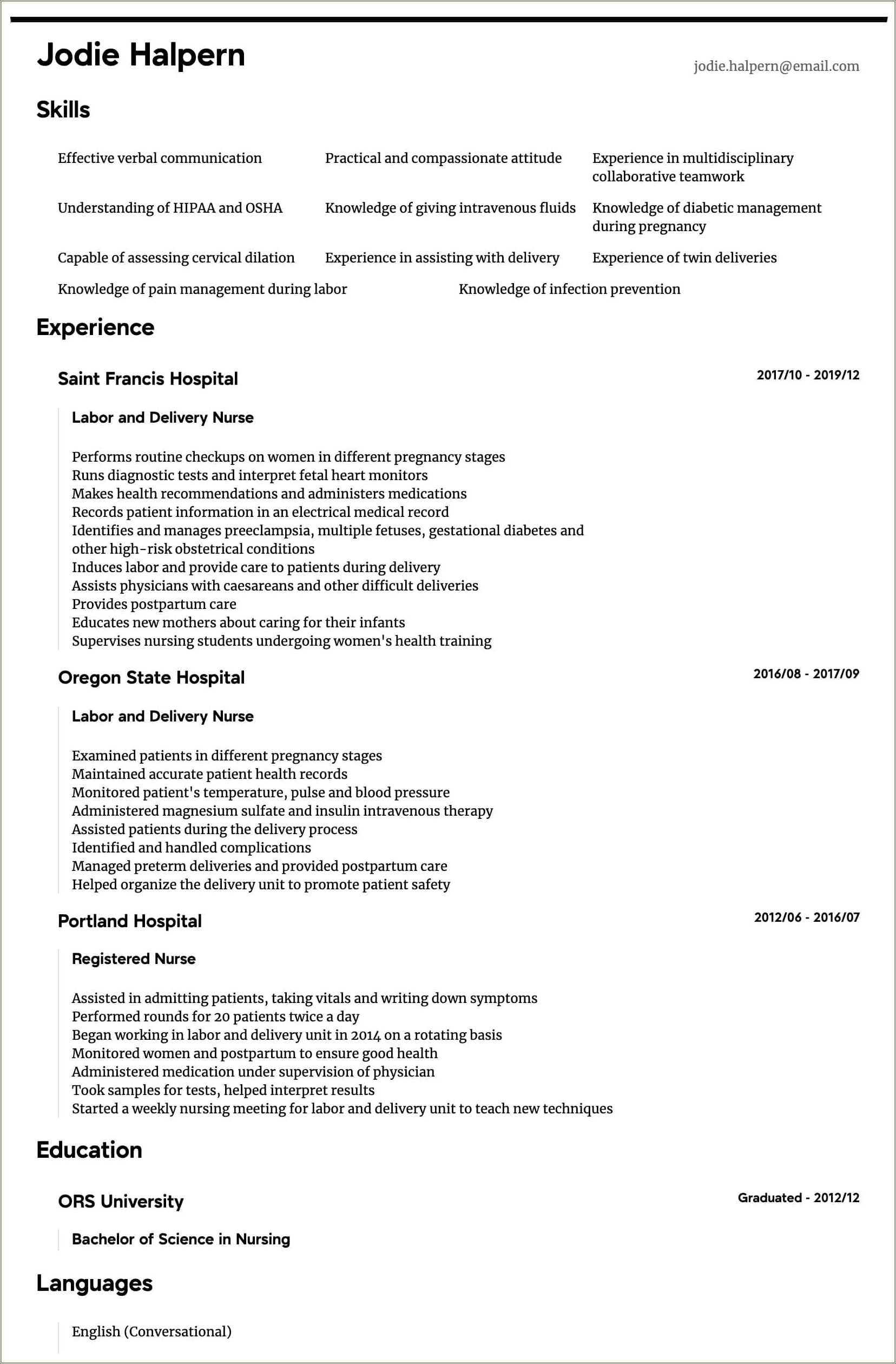 Entry Level Rn Nurse Resume Sample No Experience - Resume Example Gallery