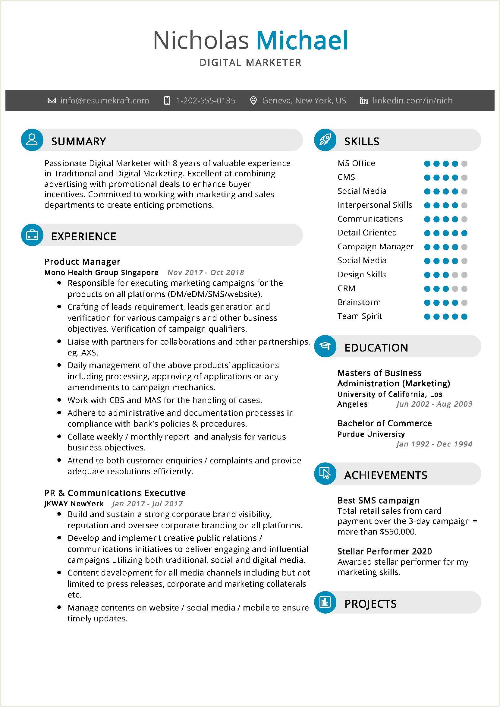 Entry Level Marketing And Sales Resume Example - Resume Example Gallery