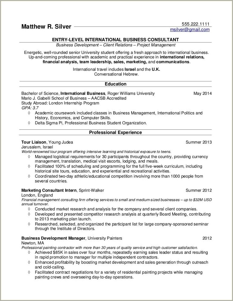 Entry Level Student Resume Samples - Resume Example Gallery