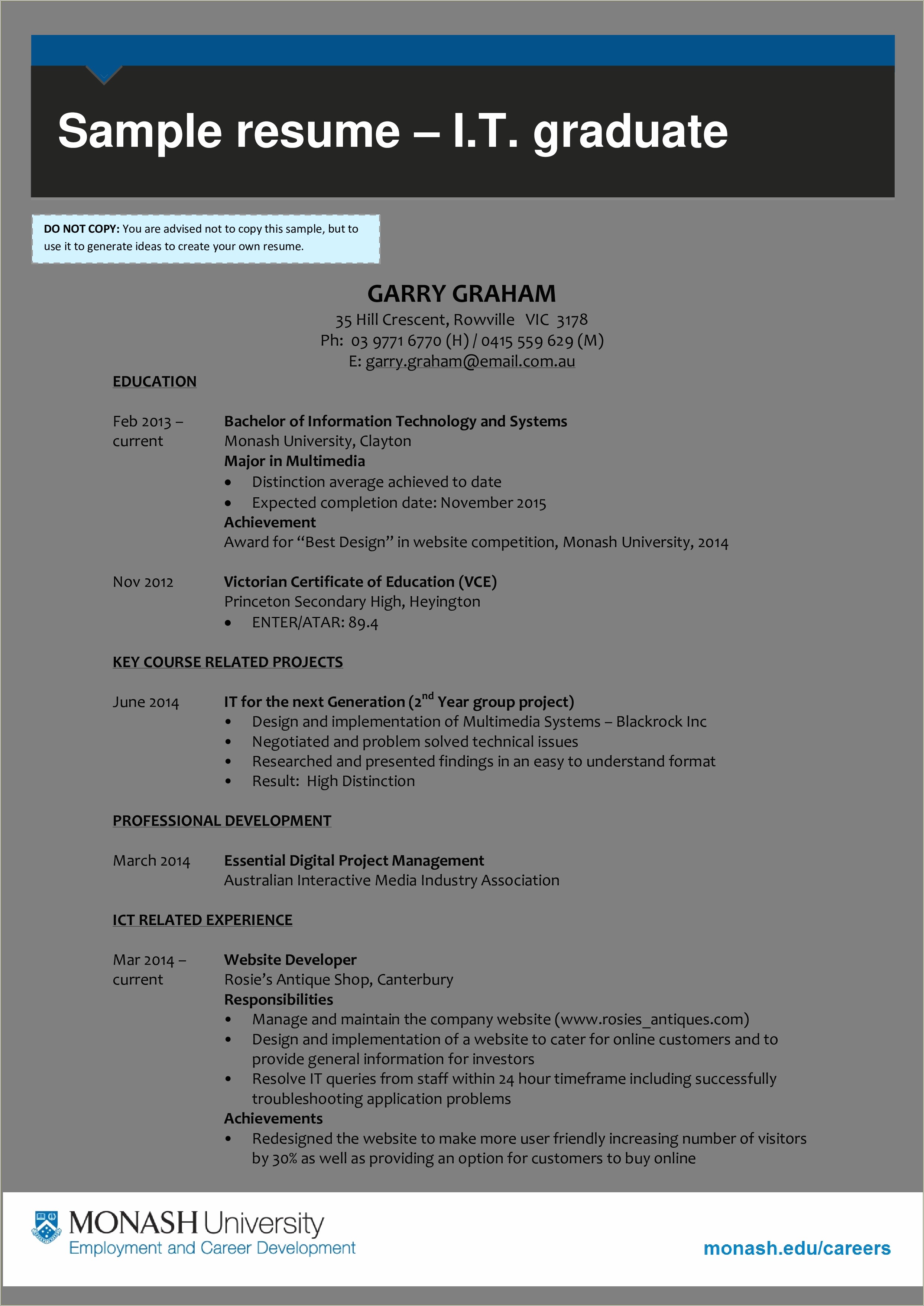 Example For Msa Graduate Resume - Resume Example Gallery