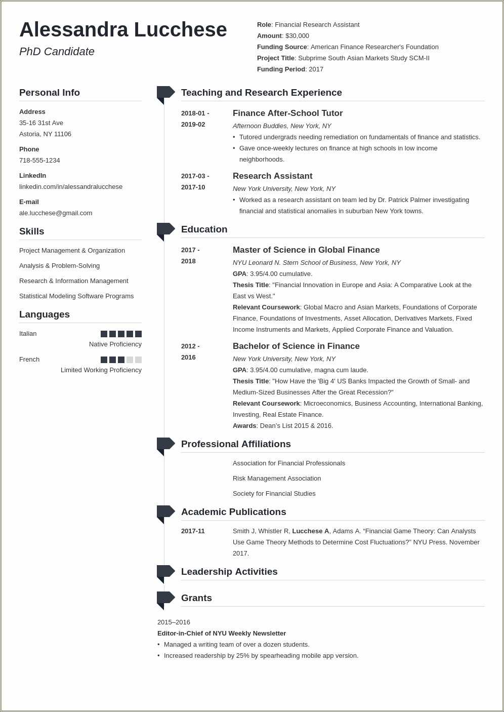 Sample Csd Resumes For Grad School - Resume Example Gallery