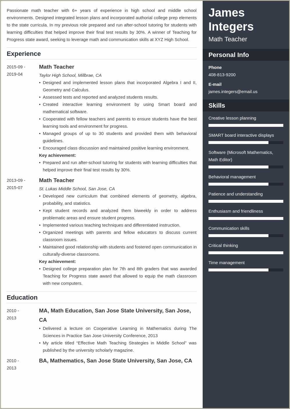 example-high-school-math-teacher-resume-resume-example-gallery