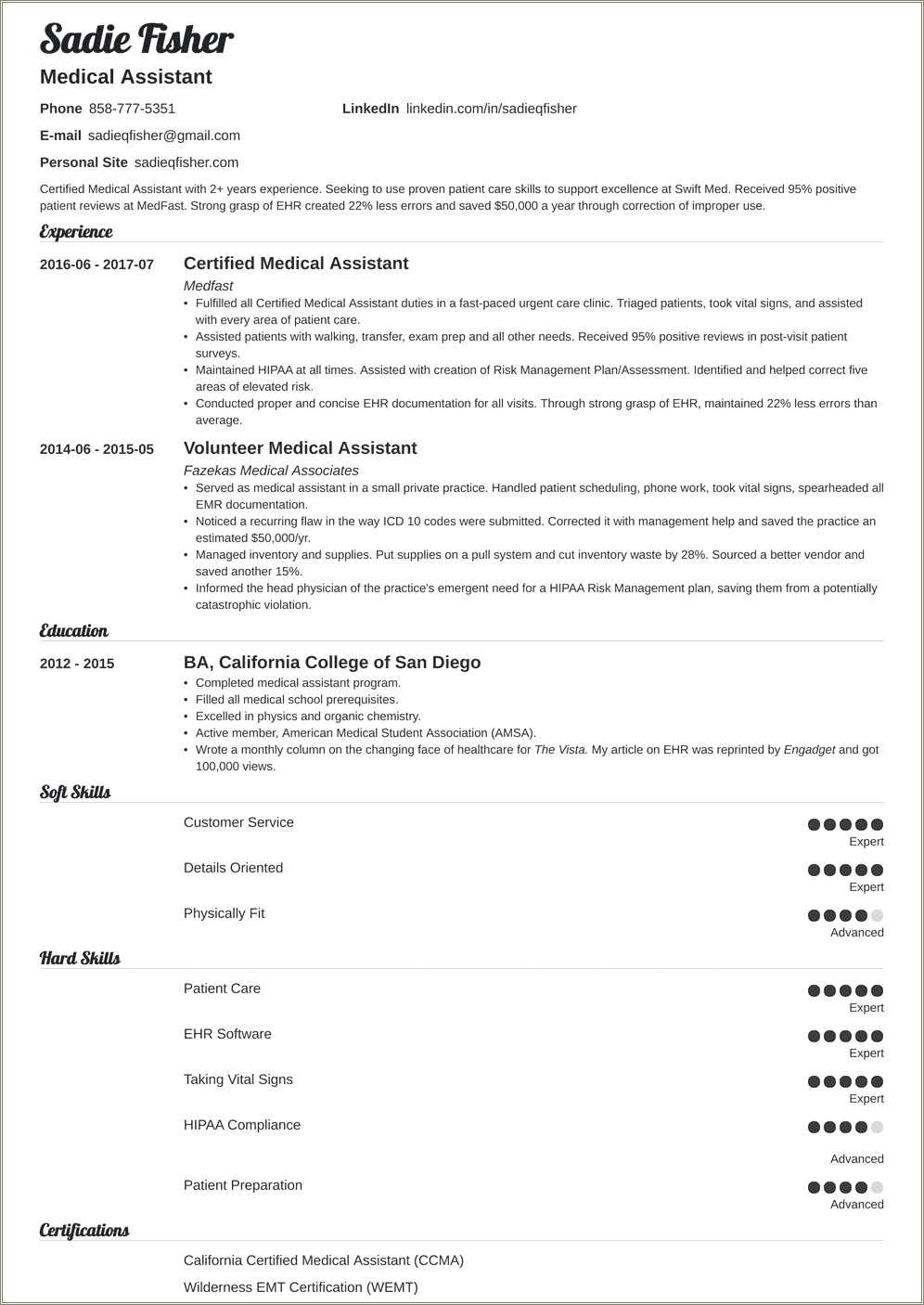 Example Medical Assistant Resume No Experience Resume Example Gallery