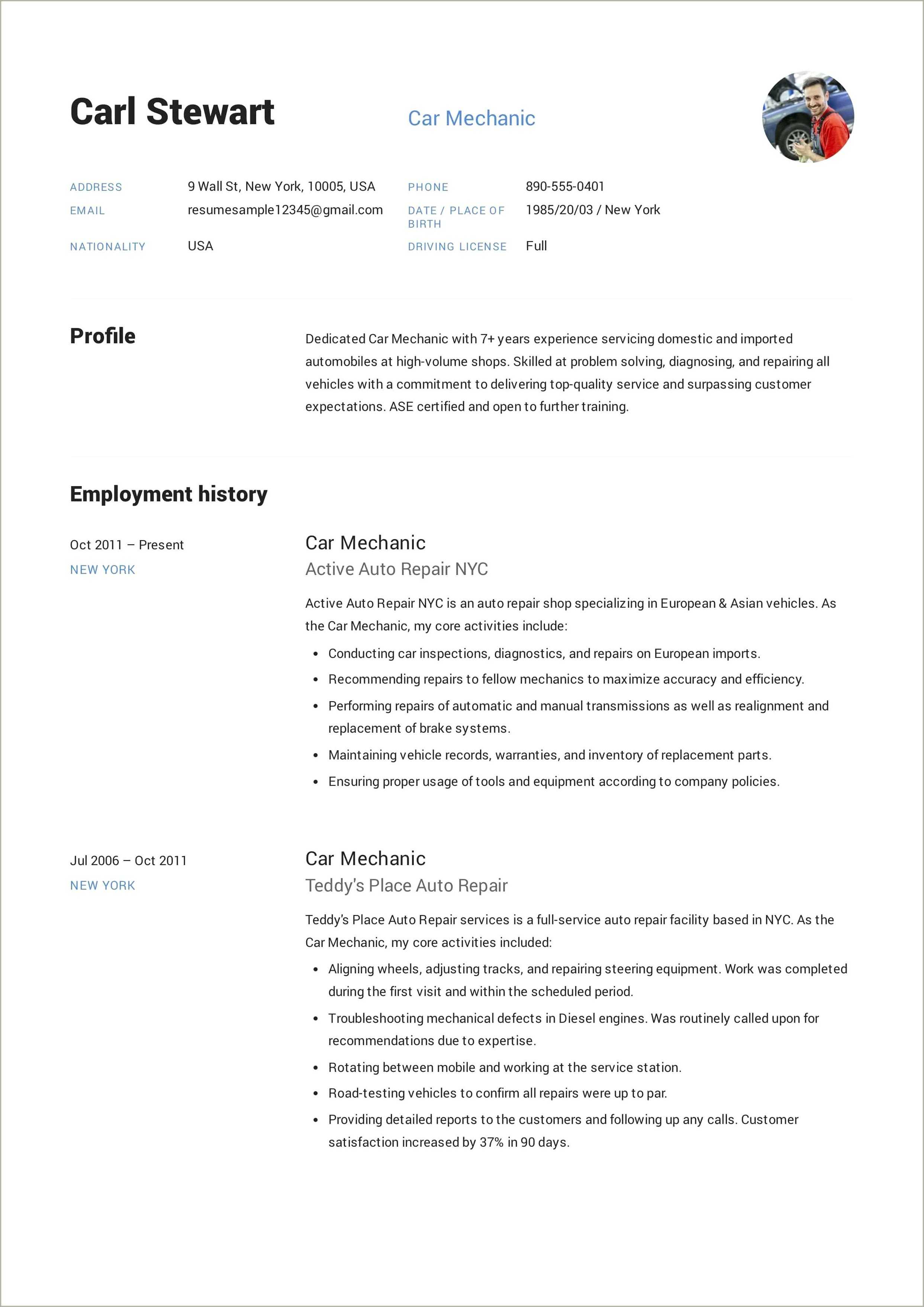 example-of-a-collision-repair-resume-resume-example-gallery