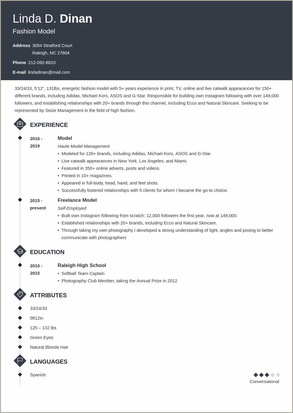 Example Of Child Resume For Modeling - Resume Example Gallery