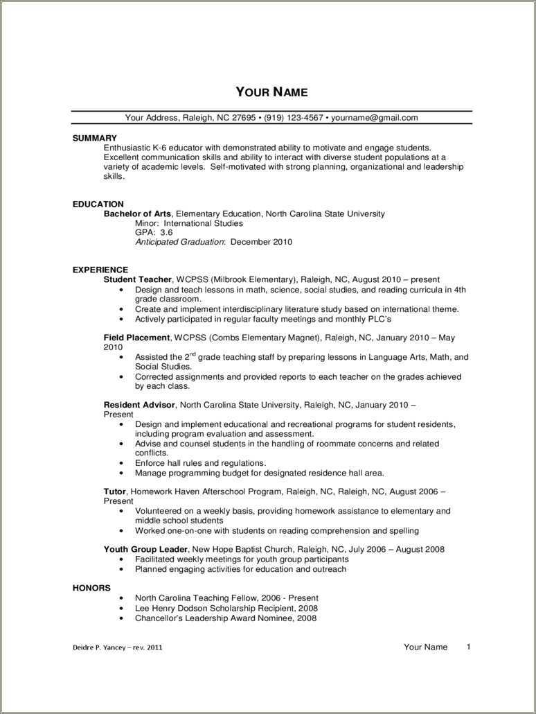 example-of-elementary-student-teaching-summaries-on-resume-resume