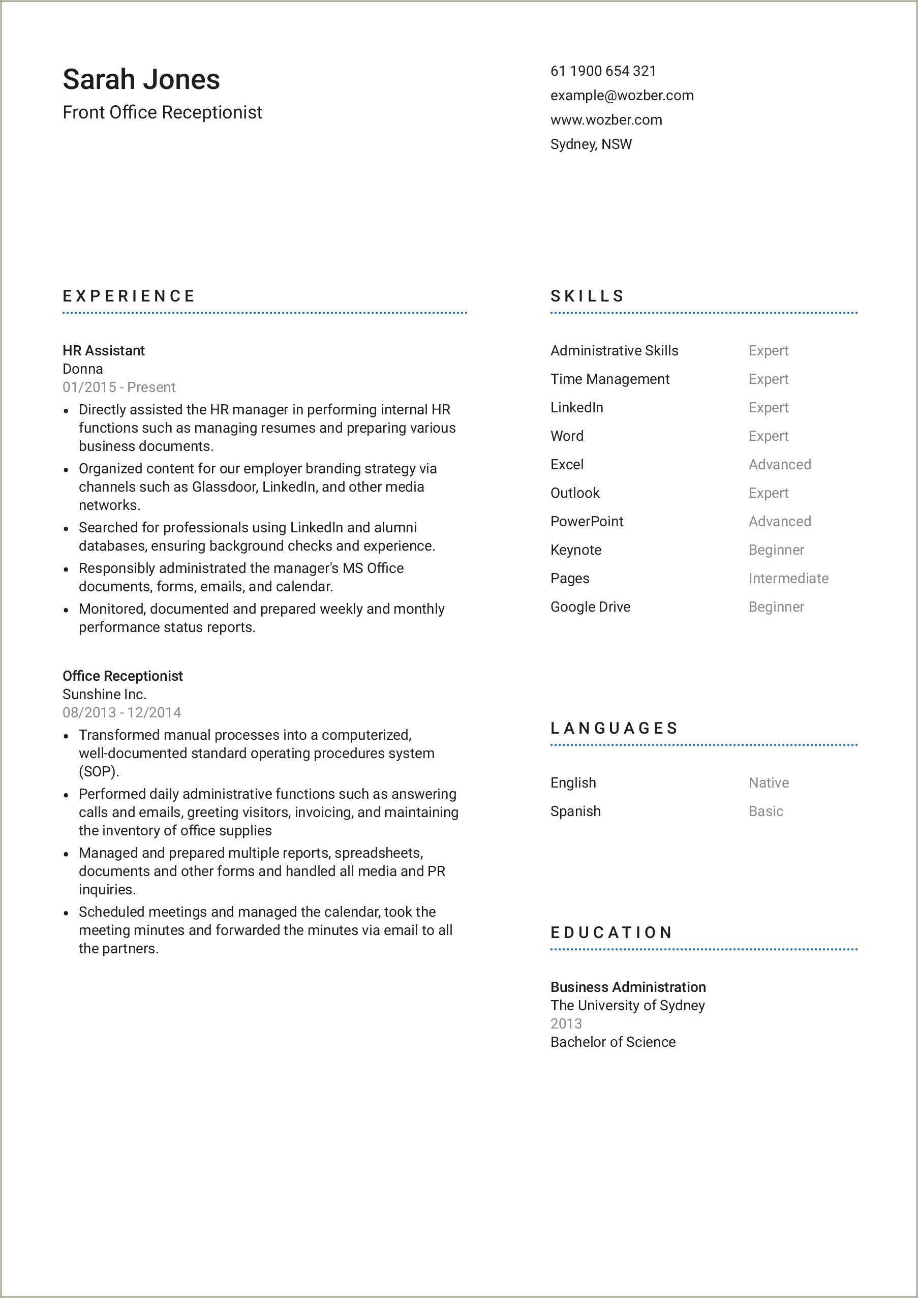 example-of-front-office-summary-for-resume-resume-example-gallery