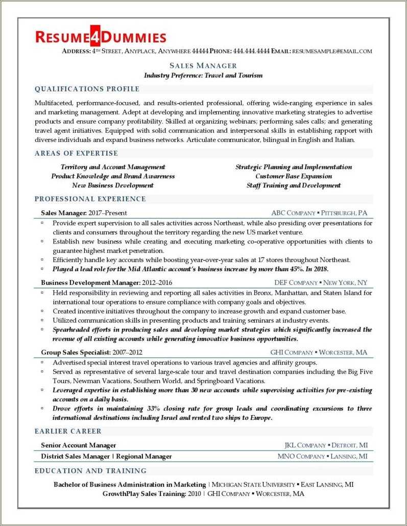 Hotel Director Of Sales Resume Examples - Resume Example Gallery