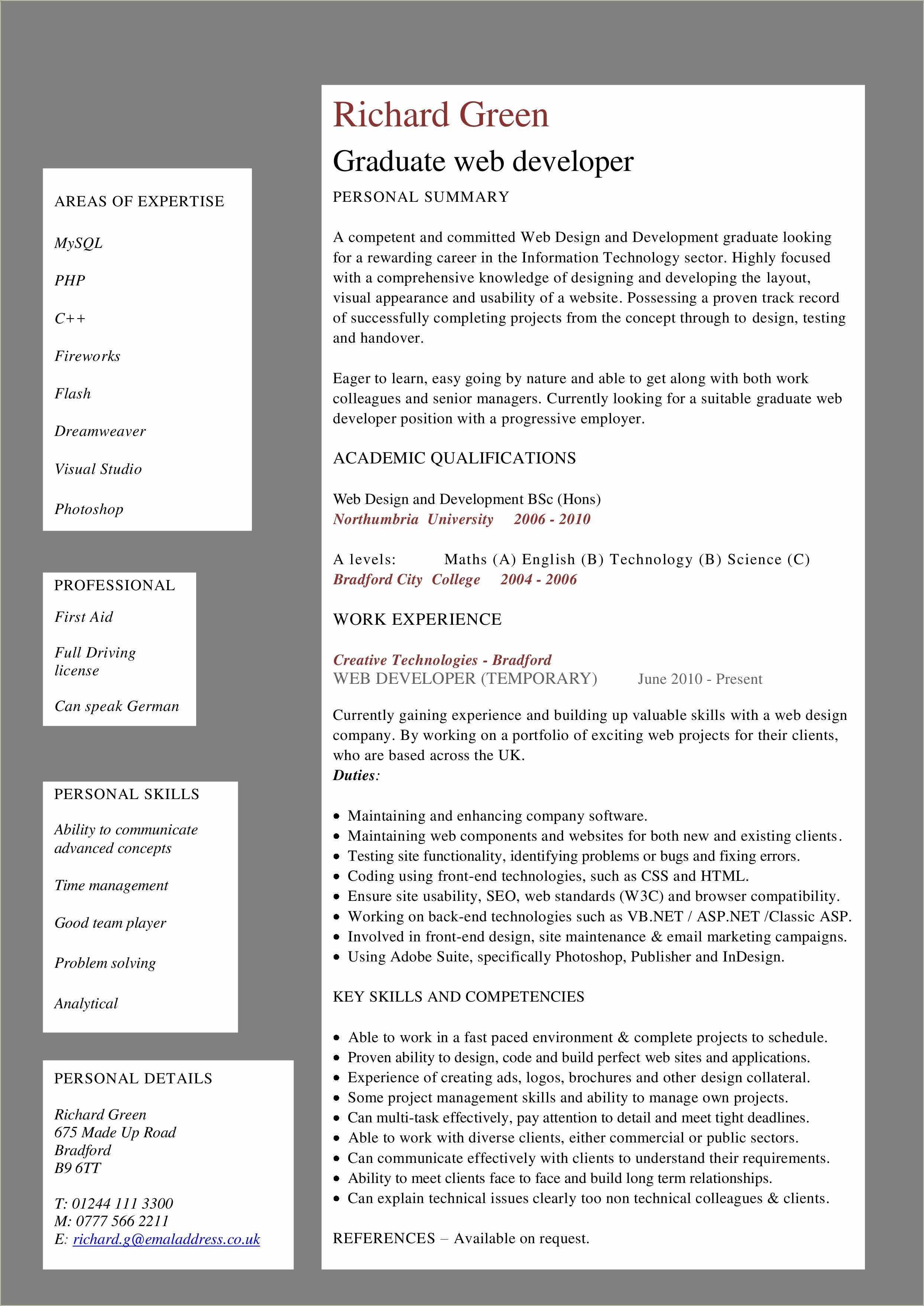 example-of-junior-web-developer-resume-resume-example-gallery