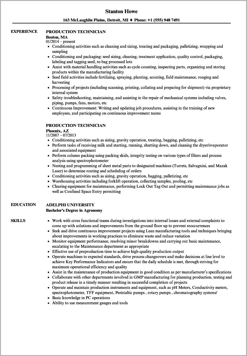 Sterile Processing Technician Resume Example - Resume Example Gallery